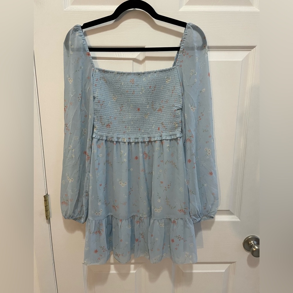 Aritzia Wilfred blue baby doll dress